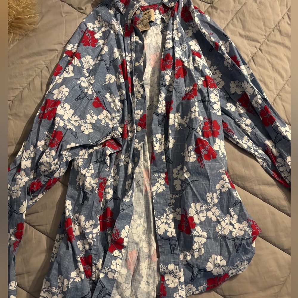 Men’s Ariat x Western Aloha Stretch button down shirt size XXL